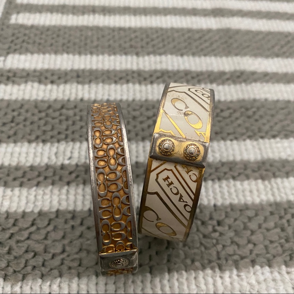 Vintage gold and white coach bangles S/2